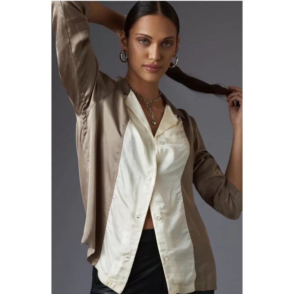 DONNI x Madewell Size Medium womens Top Silky Bowling Shirt NWT